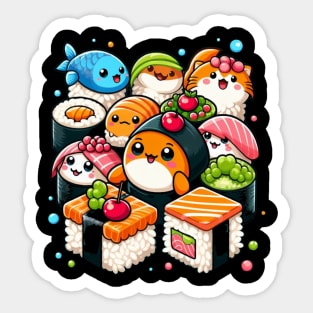 Kawaii Anime Sushi Lovers Sticker